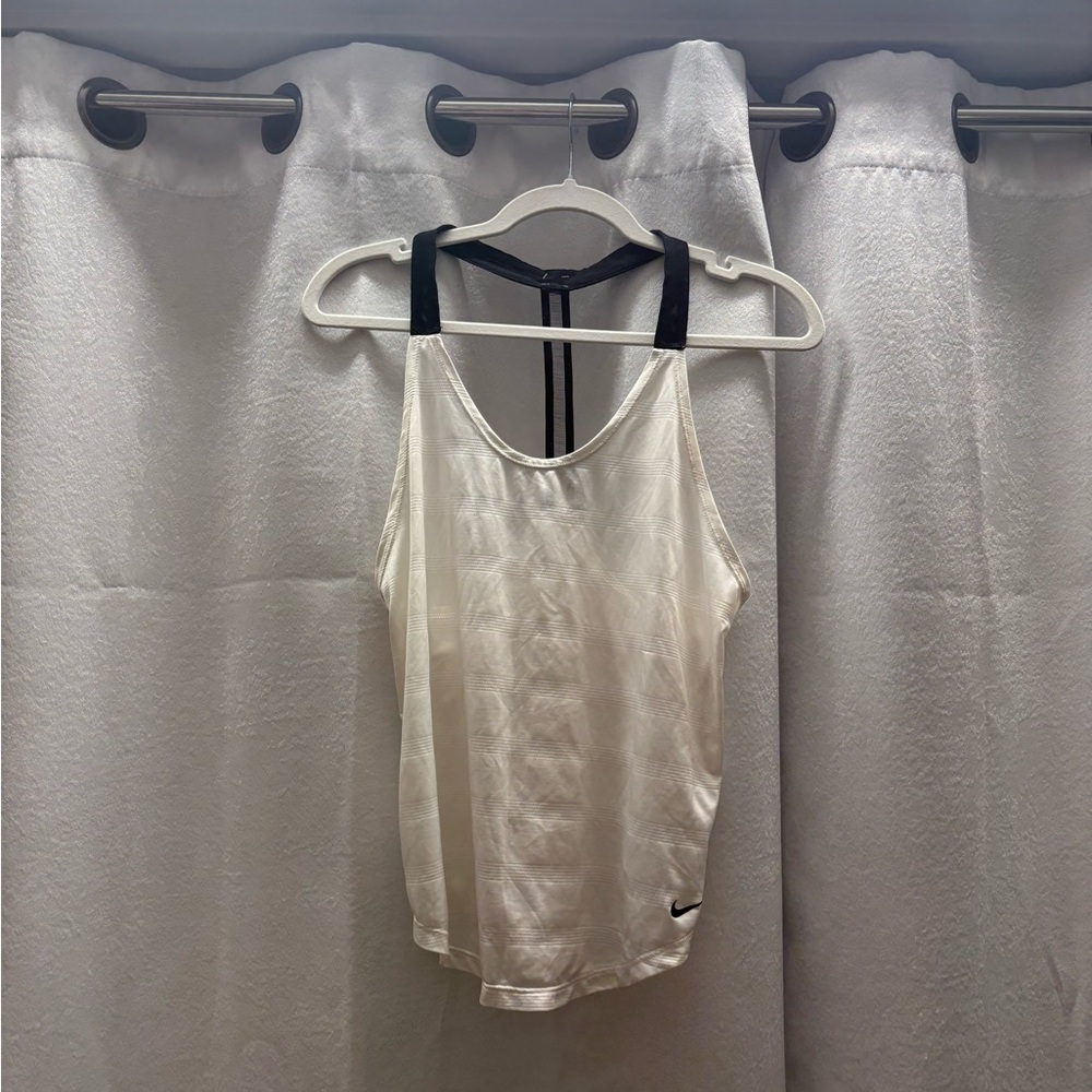 Nike Women's White and Black Tank Top